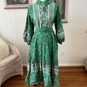 Sue Sartor Flounce | Green Dress | Size XLarge
